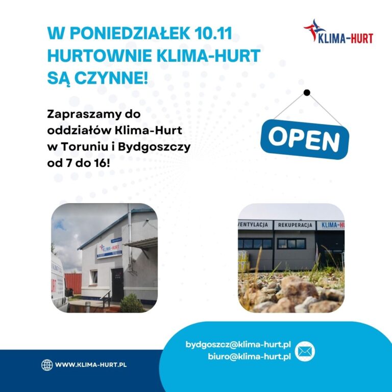 W poniedziałek 10.11 jesteśmy otwarci!